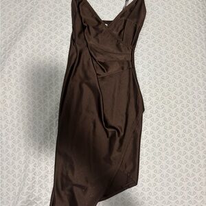 Emerald Sundae Asymmetrical Brown Dress